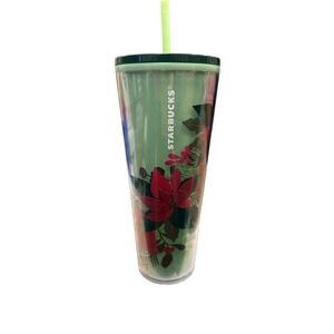 Starbucks Limited Edition 24oz Double Wall Tumbler Cold To Go Cup with Vanilla Iced Coffee K-Cup Pods (3) - Red